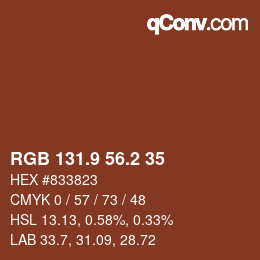Color code: RGB 131.9 56.2 35 | qconv.com