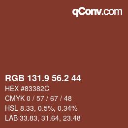 Color code: RGB 131.9 56.2 44 | qconv.com