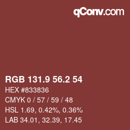 Color code: RGB 131.9 56.2 54 | qconv.com