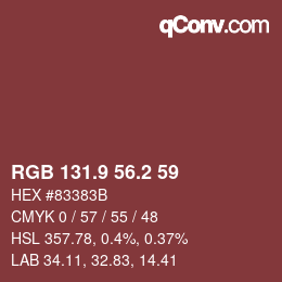 Color code: RGB 131.9 56.2 59 | qconv.com