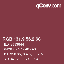 Color code: RGB 131.9 56.2 68 | qconv.com