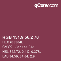 カラーコード: RGB 131.9 56.2 78 | qconv.com