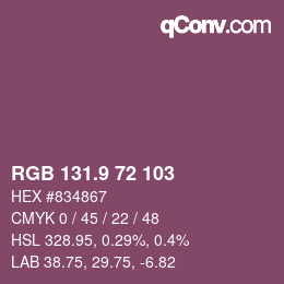 カラーコード: RGB 131.9 72 103 | qconv.com