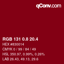 カラーコード: RGB 131 0.8 20.4 | qconv.com