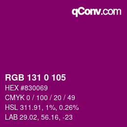 Color code: RGB 131 0 105 | qconv.com