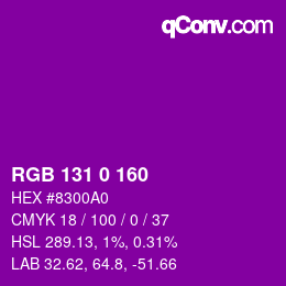 Color code: RGB 131 0 160 | qconv.com