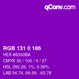 Color code: RGB 131 0 186 | qconv.com