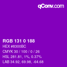Color code: RGB 131 0 188 | qconv.com