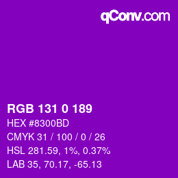 颜色代码: RGB 131 0 189 | qconv.com
