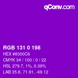 Color code: RGB 131 0 198 | qconv.com