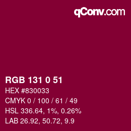 Color code: RGB 131 0 51 | qconv.com