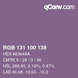 Farbcode: RGB 131 100 138 | qconv.com