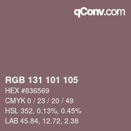 Color code: RGB 131 101 105 | qconv.com
