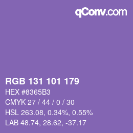 Color code: RGB 131 101 179 | qconv.com