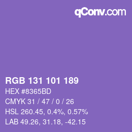Color code: RGB 131 101 189 | qconv.com