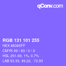 カラーコード: RGB 131 101 255 | qconv.com