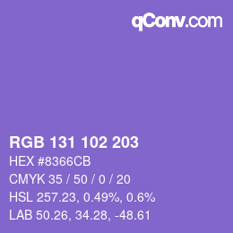 Color code: RGB 131 102 203 | qconv.com