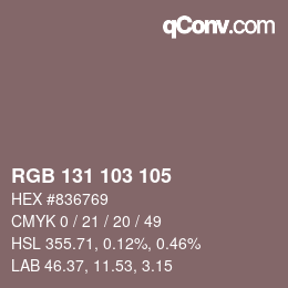 カラーコード: RGB 131 103 105 | qconv.com