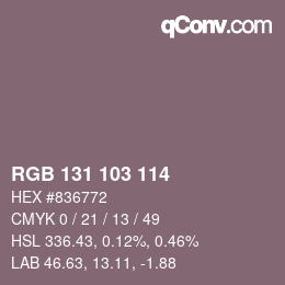 Color code: RGB 131 103 114 | qconv.com