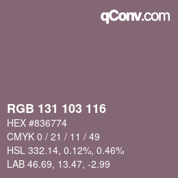Color code: RGB 131 103 116 | qconv.com