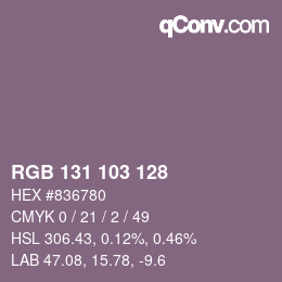 カラーコード: RGB 131 103 128 | qconv.com