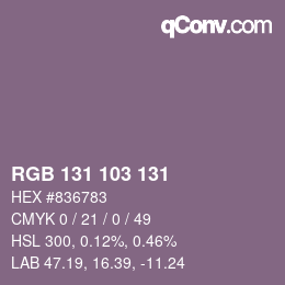 Color code: RGB 131 103 131 | qconv.com