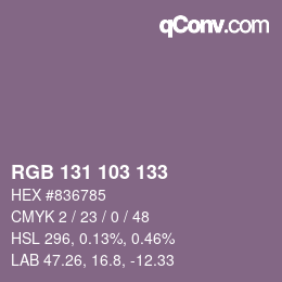 颜色代码: RGB 131 103 133 | qconv.com