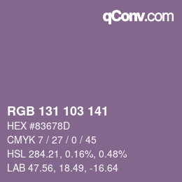 Color code: RGB 131 103 141 | qconv.com