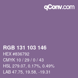 Color code: RGB 131 103 146 | qconv.com