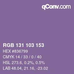 Color code: RGB 131 103 153 | qconv.com