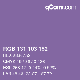 Color code: RGB 131 103 162 | qconv.com