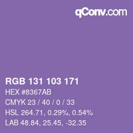 Color code: RGB 131 103 171 | qconv.com