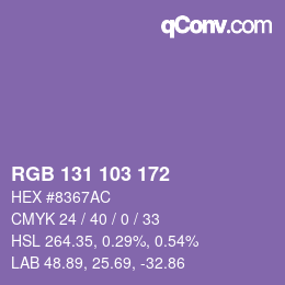 Color code: RGB 131 103 172 | qconv.com
