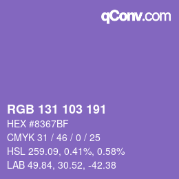 Color code: RGB 131 103 191 | qconv.com