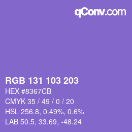 Farbcode: RGB 131 103 203 | qconv.com