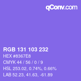 Color code: RGB 131 103 232 | qconv.com