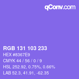 Color code: RGB 131 103 233 | qconv.com