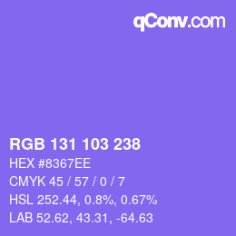 Color code: RGB 131 103 238 | qconv.com