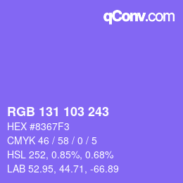 Color code: RGB 131 103 243 | qconv.com