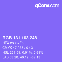 Color code: RGB 131 103 248 | qconv.com