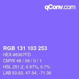 Color code: RGB 131 103 253 | qconv.com