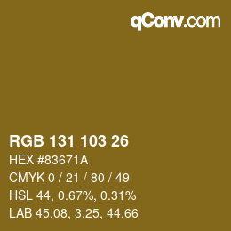 Color code: RGB 131 103 26 | qconv.com