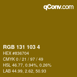 Color code: RGB 131 103 4 | qconv.com