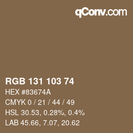 Color code: RGB 131 103 74 | qconv.com