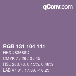 Código de color: RGB 131 104 141 | qconv.com