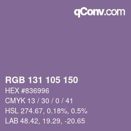 Color code: RGB 131 105 150 | qconv.com
