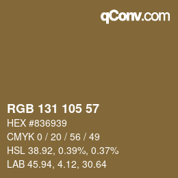 Color code: RGB 131 105 57 | qconv.com