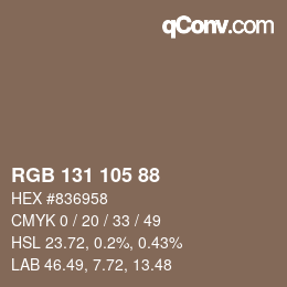 颜色代码: RGB 131 105 88 | qconv.com
