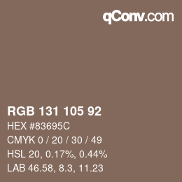 カラーコード: RGB 131 105 92 | qconv.com