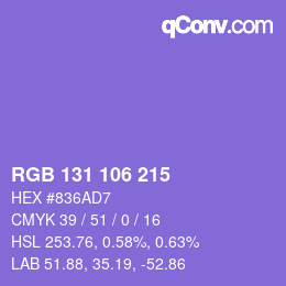 Color code: RGB 131 106 215 | qconv.com